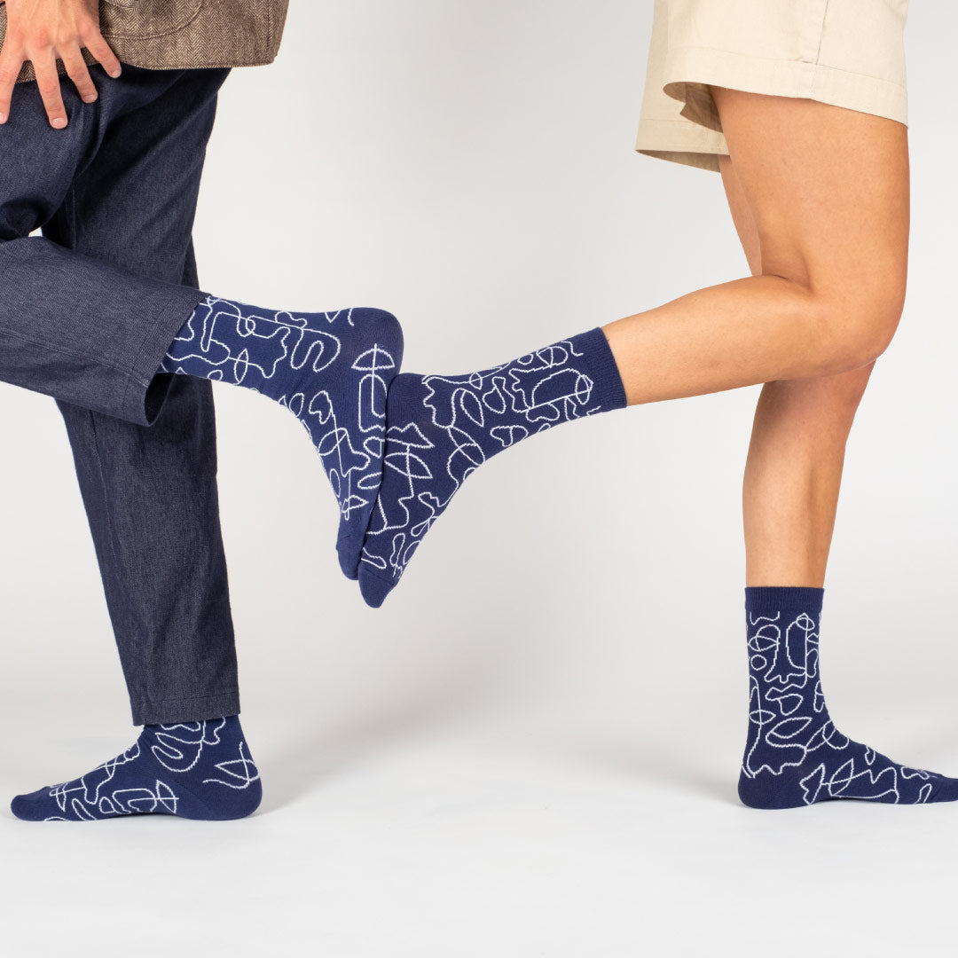 Hugal socks worn by men and women studio