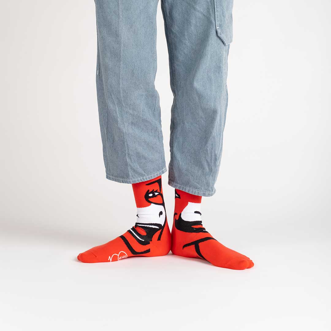 The Laughing Cow 100 years old red socks for men